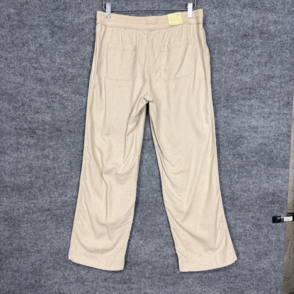 Sonoma Pants Women 8S Beige Linen Blend Straight Leg Mid Rise Drawstring NWT - Picture 3 of 15